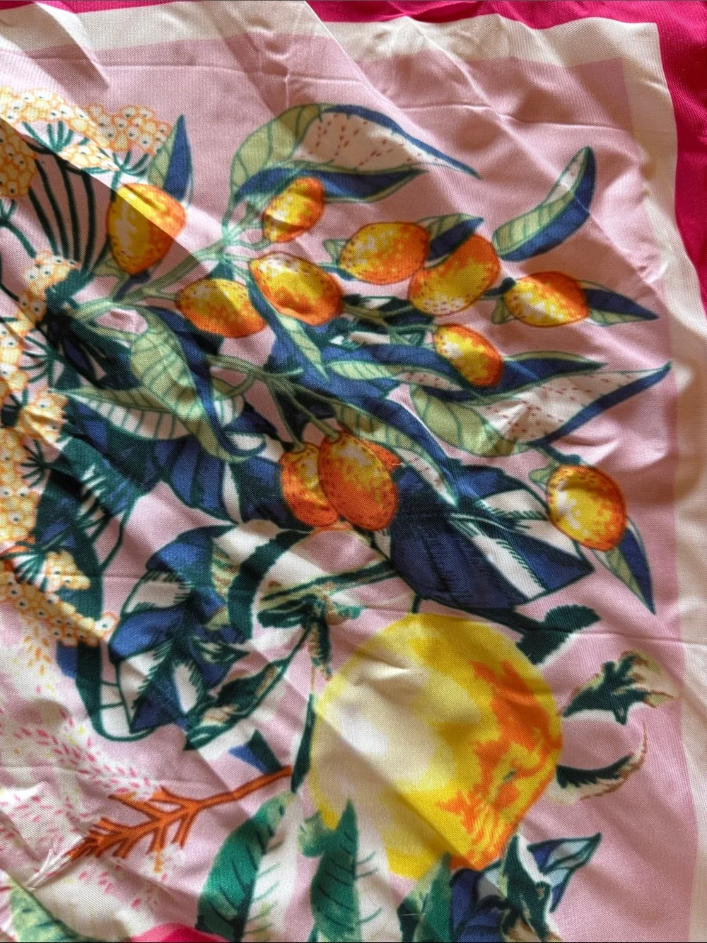 3 for $30 / Floral Fruit Garden Mediterranean Pink Scarf